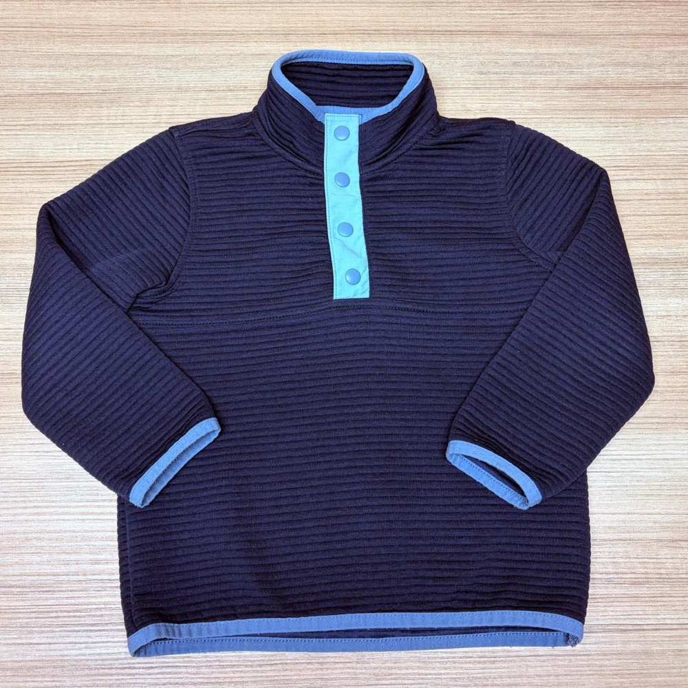 Crewcuts Boys Quilted Half-Snap Sweatshirt XXS 2-3 Navy Gorpcore Outdoors Preppy
